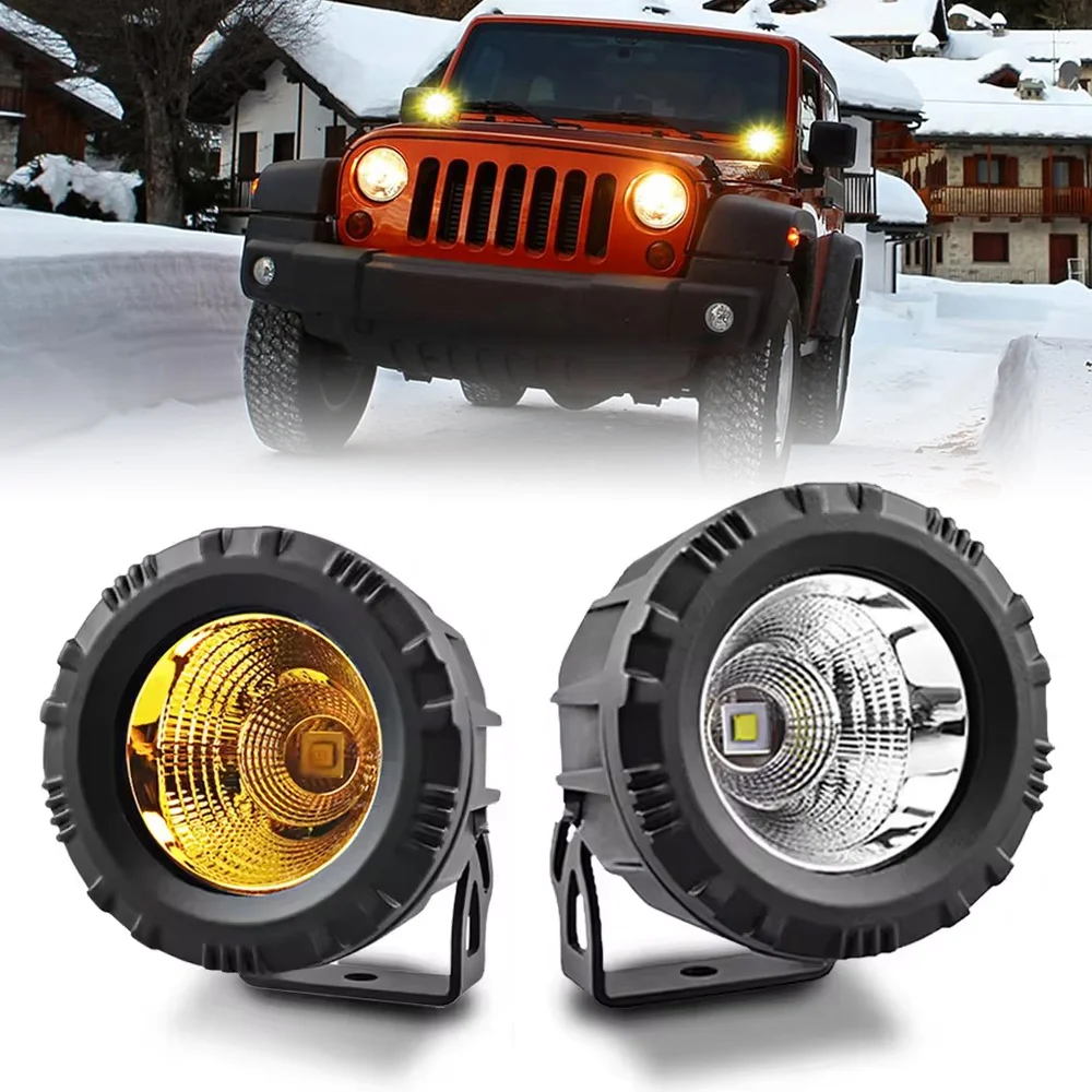 

2 шт. 3,5-дюймовые светодиодные рабочие фары 25 Вт, супер яркие противотуманные фары 12-24 В, белый/желтый для мотоциклов, квадроциклов, лодок, велосипедов, внедорожников