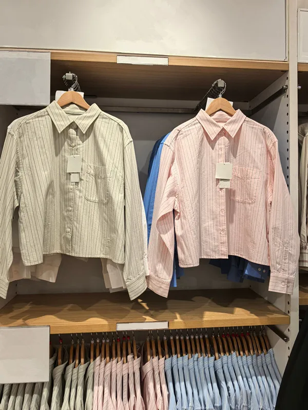 

Женский тканевый топ в полоску Boxy Long Sve Collaborative Sle, осенне-зимний ор, повседневный хлопковый дышащий топ