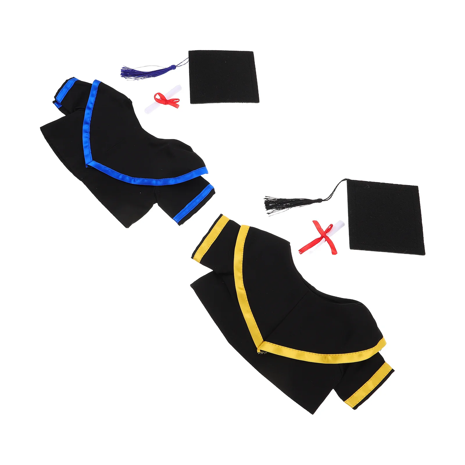 2 Set Bärenkleidung 30 cm weiches Outfit Grad Cap Kragen Grad Bär Kostüm Kit für Stofftier Dress Up Zubehör