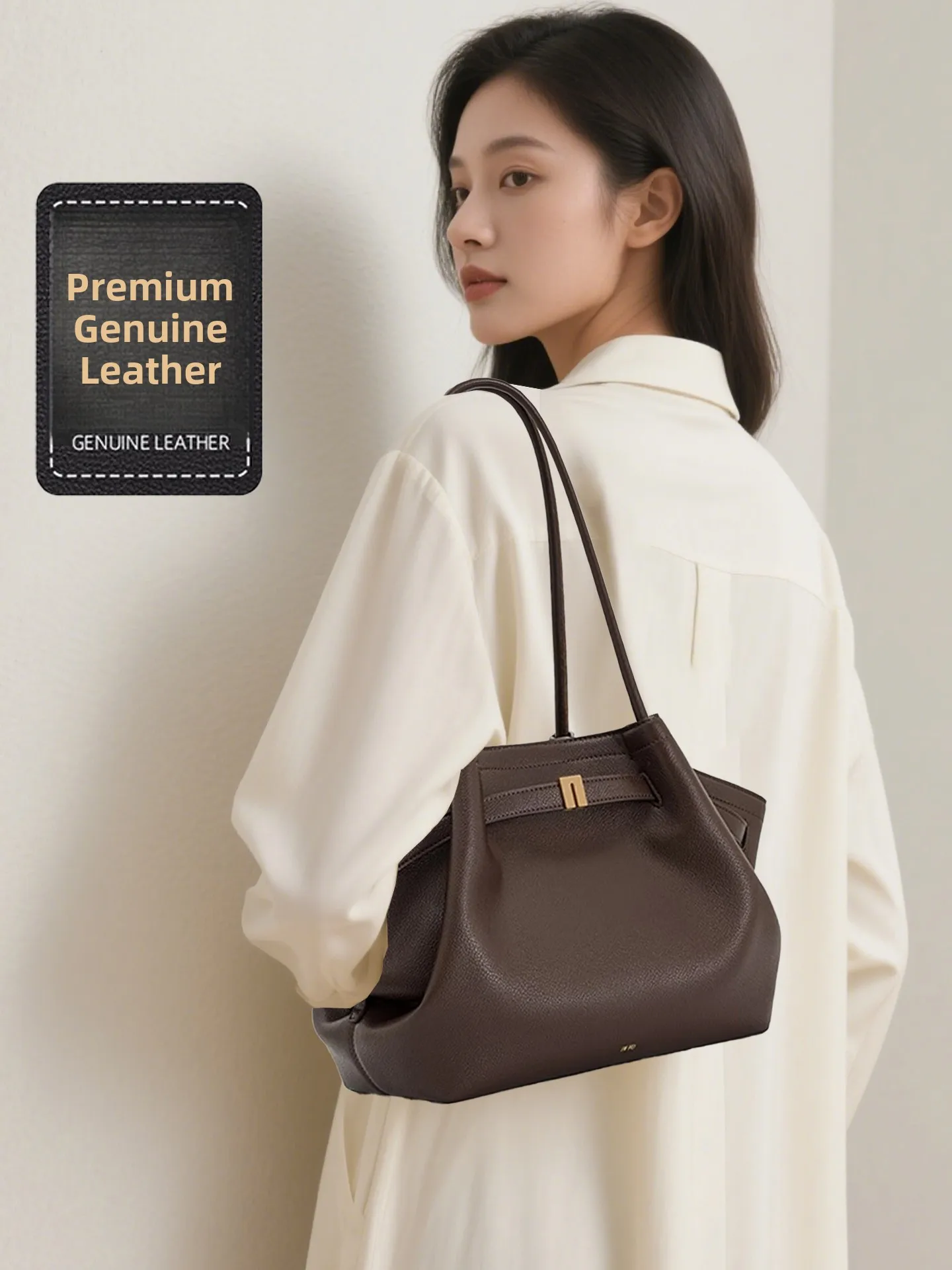 

Faionable Oil Wax Leather Tote Bag Crossbody Handbag Basket Sle Women's Bag Briti Sle Daily Use Medium Size Color