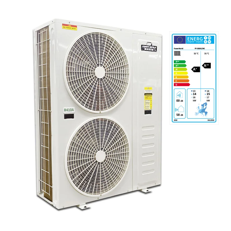 R410a Monobloc EVI DC Inverter Central Heating Cooling Heat Pump System For Low Temperature Area