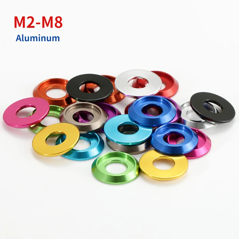 1/5/10Pcs M2 M3 M4 M5 M6 M8 Multi-Color Aluminum Alloy Thin Half Round Pan Head Washer Screw Al Metal Grooved Gaskets