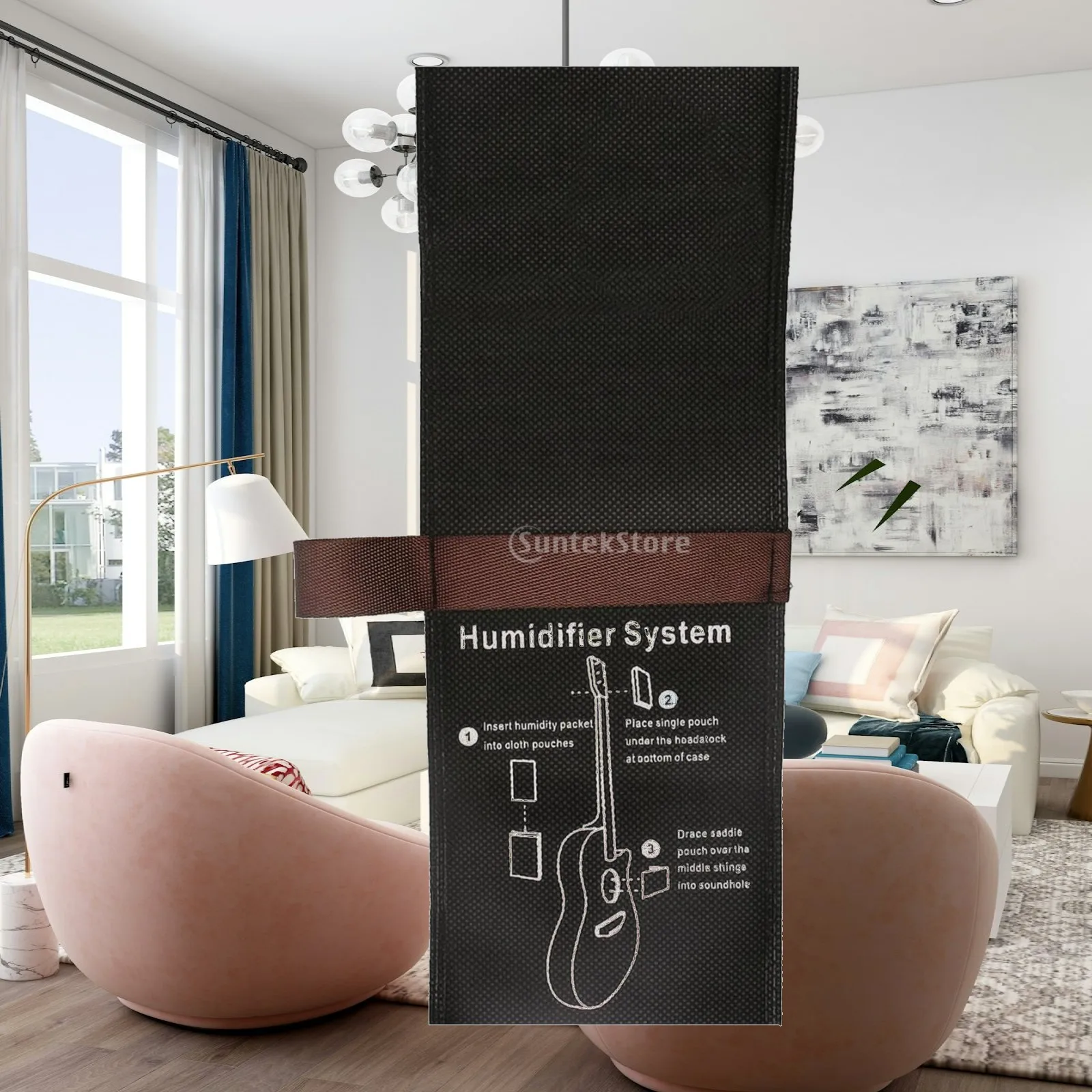 Housse pour humidificateur de guitare, étui en tissu pour humidificateur d’instruments de musique, accessoire musical à entretien facile pour les guitaristes, sac de transport.