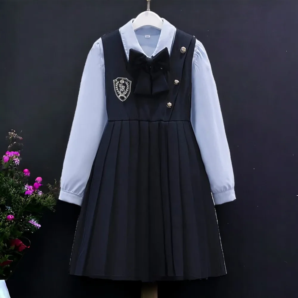 Autunno scuola uniforme ragazze set per bambini abiti vestiti top e abiti abiti adolescenti studenti bambini costumi 6 8 10 12 anni