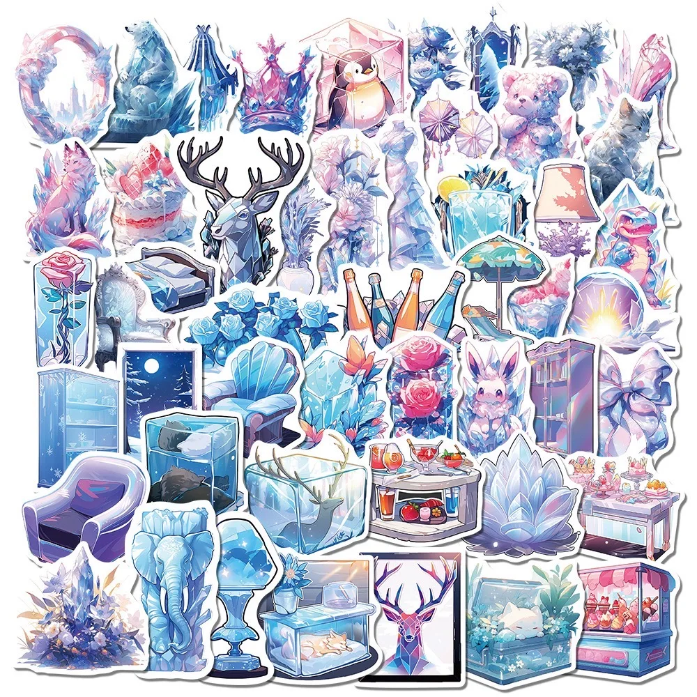 10/50PCS INS Style Cute Winter Ice World Stickers Aesthetic Decals DIY Laptop Luggage Phone Decoration Graffiti Sticker Toy