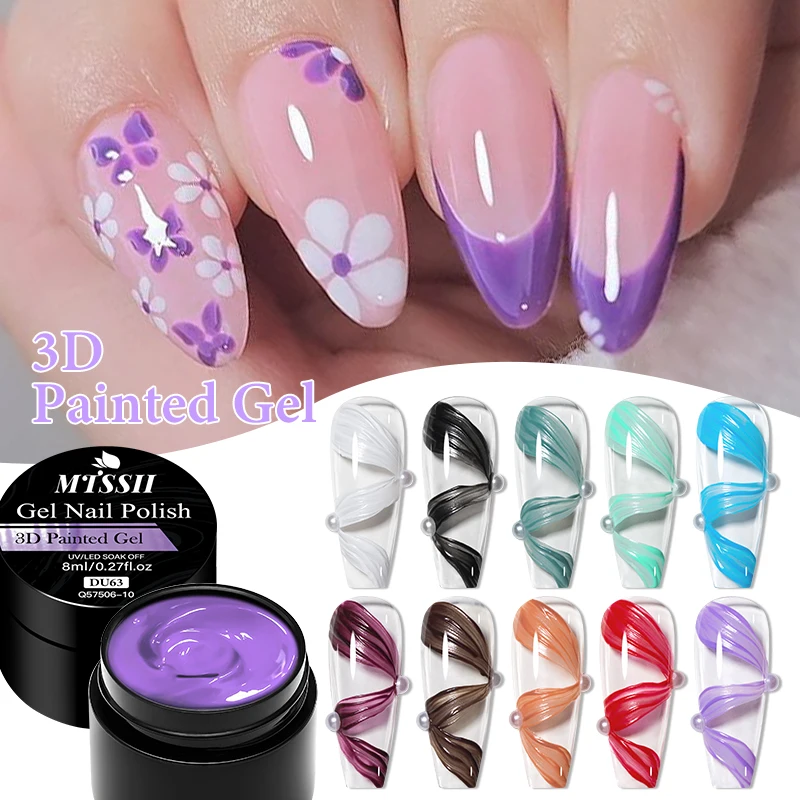 MTSSII 10 Colors 3D Sculpture Painting Nail Gel Set Upgraded Solid Carving Sand Cream Polish Gels Nails Art Decoration Varnish