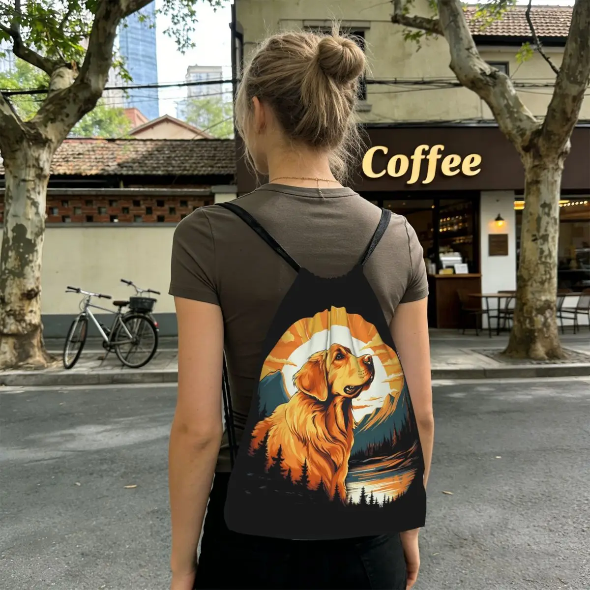 

Рюкзаки Golden Retriever Pine And Sunset, портативные сумки на шнурке, спортивные сумки, сумки для книг для мужчин, женщин, студентов