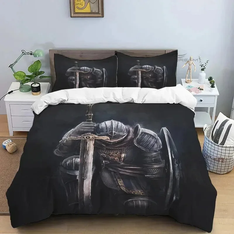 Medieval Knights Templar Patterns Comforter Bedding Set,Duvet Cover Bed Set Quilt Cover Pillowcase,King Bedding Set