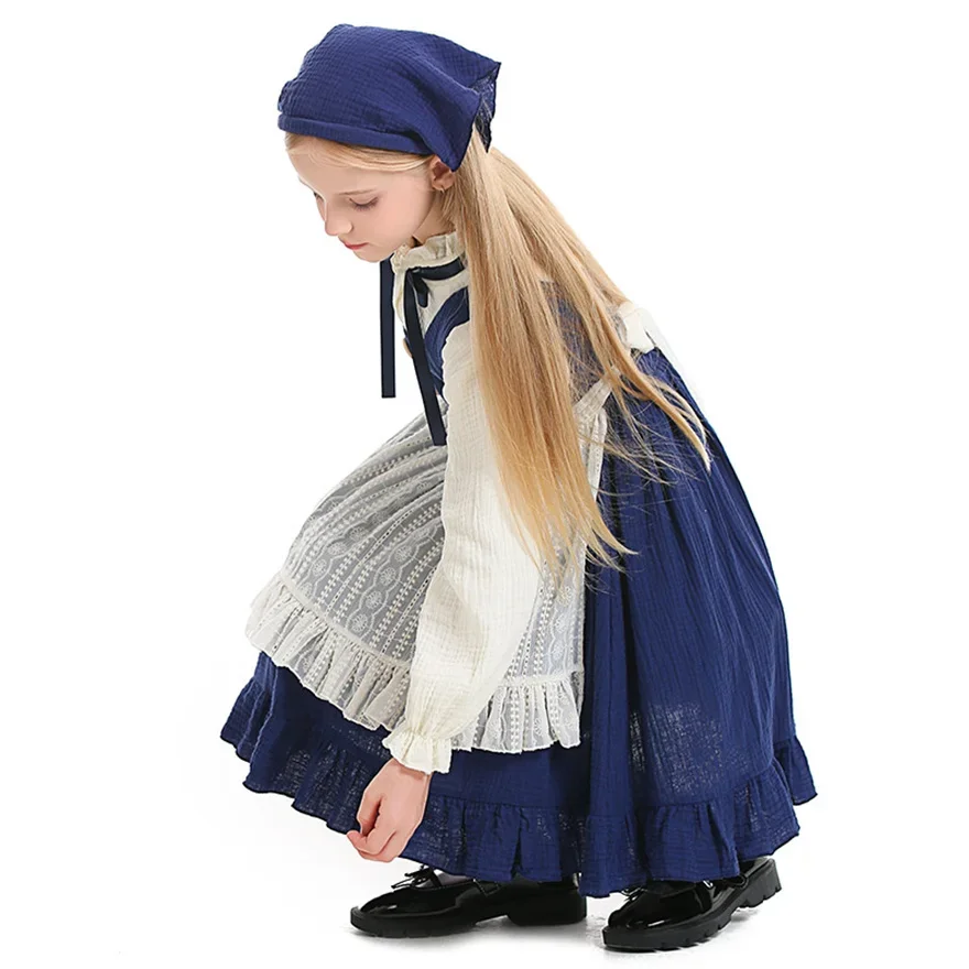 Children Oktoberfest Costume Kids Selling Matches for Girl Pastoral Farm Maid Costume Halloween Cosplay Stage Show Dress