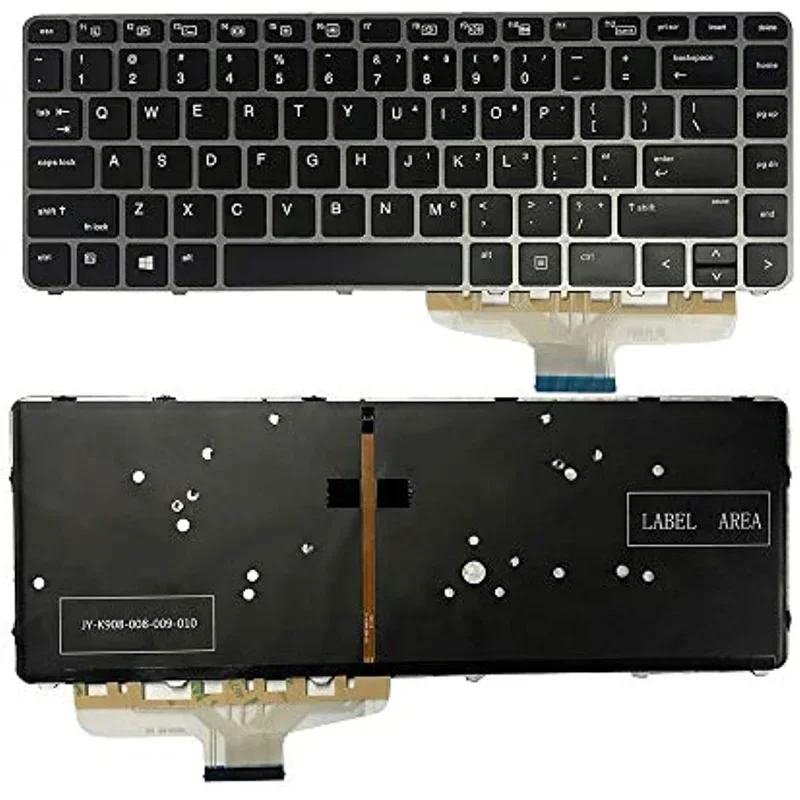 Laptop Backlit US Keyboard Replacement for HP Elitebook Folio 1040 G3 818252-001 844423-001 9Z.NCHBQ.001, NSK-CY0BQ (Silver)