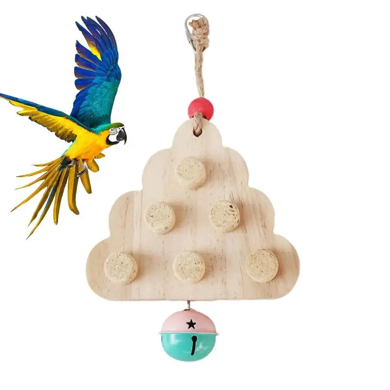 Natural Wooden Parrots Puzzle Board Bite Resistant Budgies Teeth Grinding Hangable interactive Chew Toy Bird Cage Accessories