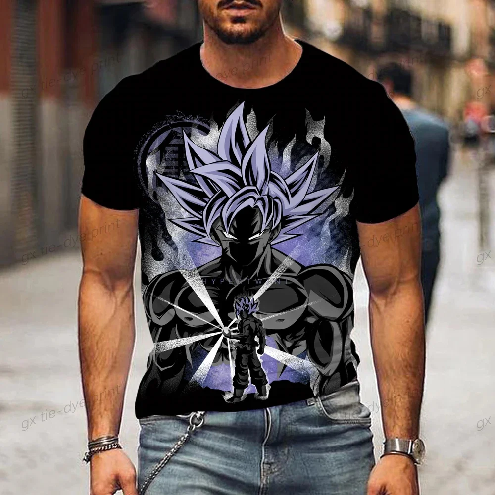 2025 Dragon Ball Z เสื้อยืดผู้ชายแนวโน้ม Goku เด็ก Vegeta เสื้อผ้าเสื้อแขนสั้น 110-6XLOversized ผู้ชายตลก T เสื้อ
