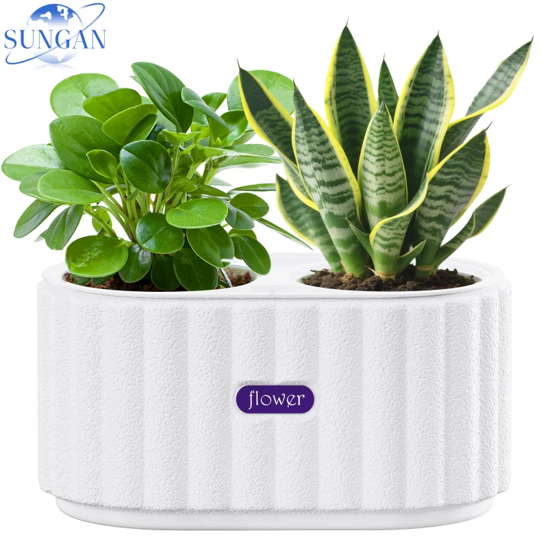 

2 Holes Self Watering Planter Pot Modern Minimalist White Flower Pot Thickened Breathable Drainage Design Indoor Plant Pot for H