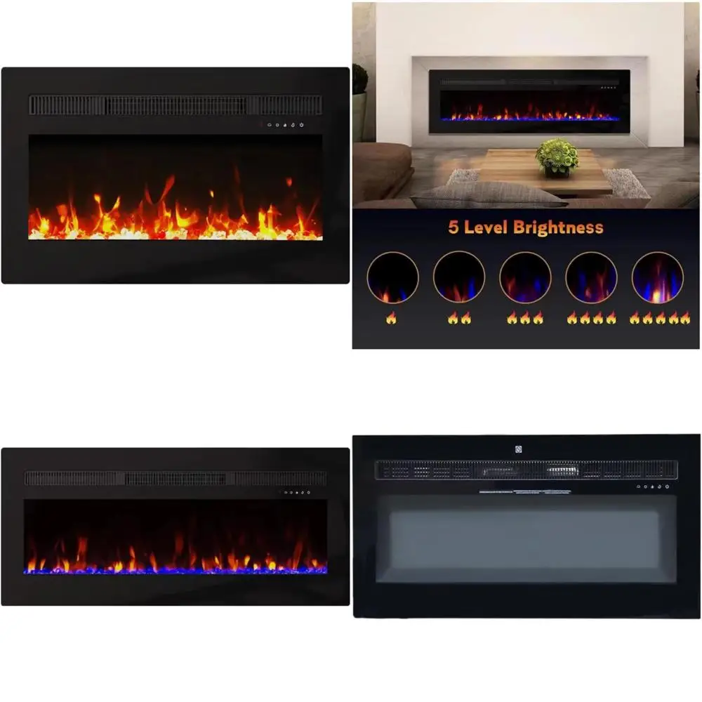 مدفأة كهربائية بانانا راحة ومدمجة، مثبتة على الحائط، جهاز تحكم عن بعد مع مؤقت، شاشة تعمل باللمس، ألوان لهب قابلة للتعديل Sp