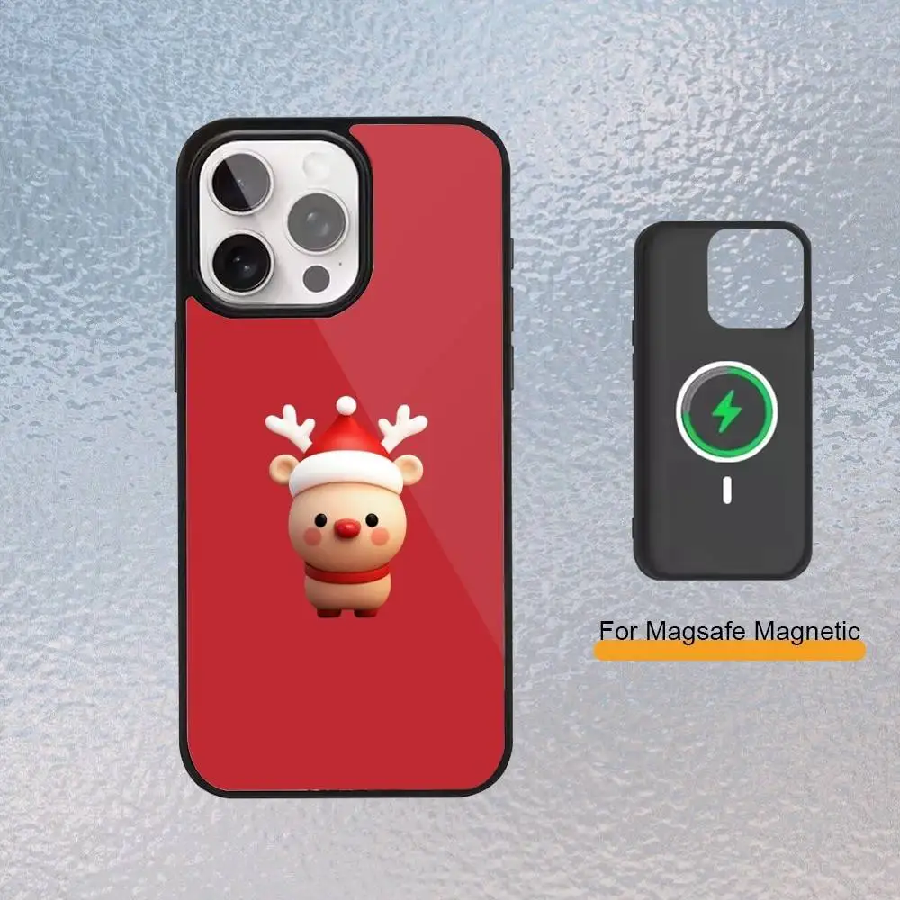 حافظة هاتف على طراز عيد الميلاد لهاتف آيفون 17,16,15,14,13,12,11 Plus، غطاء شحن لاسلكي مغناطيسي Pro Max