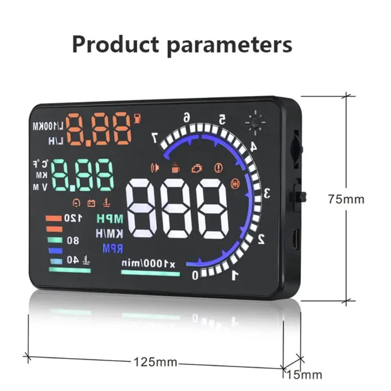 

LED Speedometer Water Temp RPM Mete AD Digital Car OBD HUD A8 Head Up Display HUD OBD Reflect Windshield Screen Projector Nice
