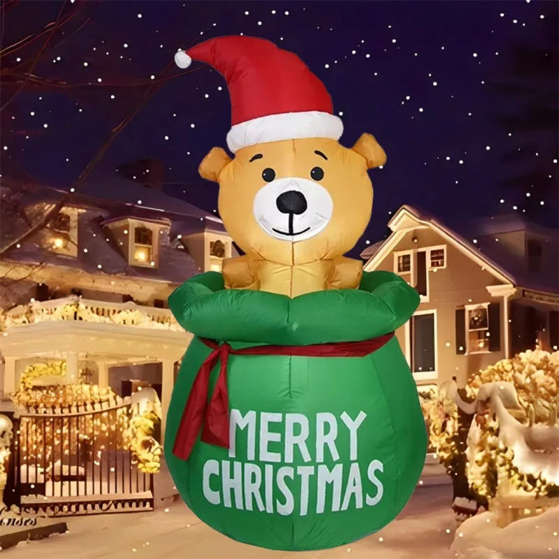Oso de juguete inflable en bolsa, modelo inflable de Navidad, modelo inflable luminoso, modelo de decoración de ambiente navideño