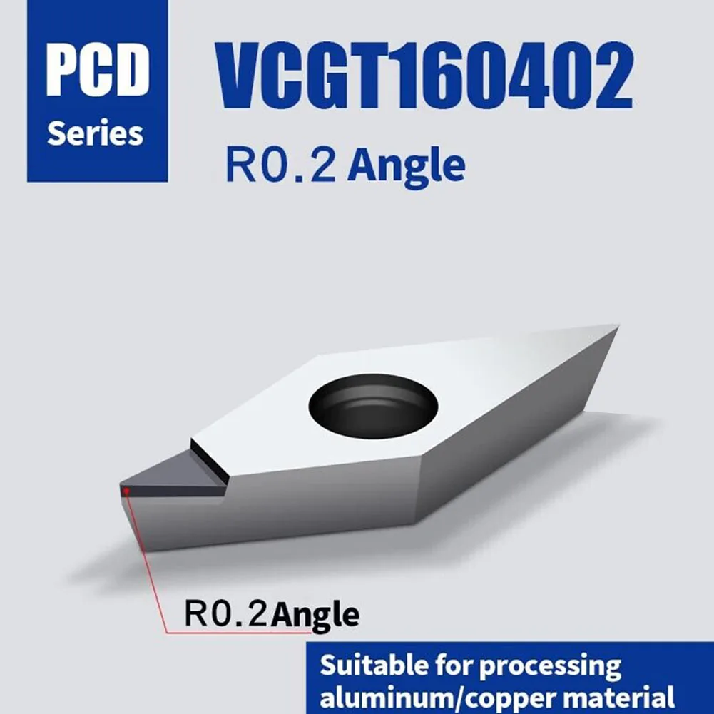 

2PCS Silver CNC Blade VCMT110302 110304 110308 160402 160404 160408 PCD/CBN Tipped Turning Insert CNC Lathe Cutter For Cutting