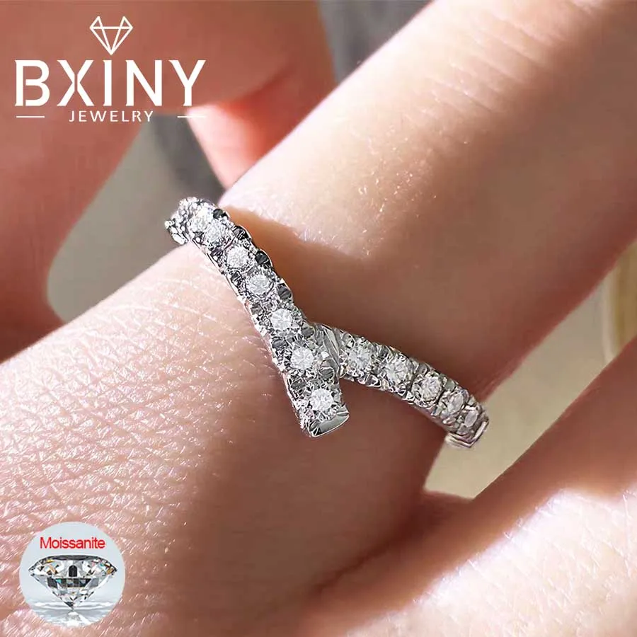 

Кольцо BXINY с муассанитом, 100% стерлинговое серебро 925 пробы, сертифицированное лабораторным бриллиантом для женщин, праздничное штабелируемое кольцо, подарок, ювелирные изделия