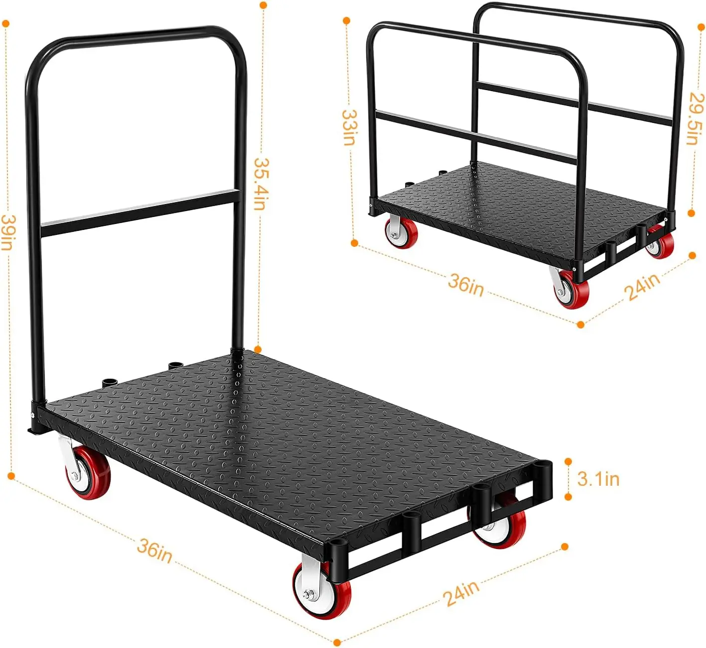 Keranjang baja Drywall, 37 "x 24", keranjang kayu Panel tugas berat dengan 2 tali, kereta truk Platform dengan kapasitas 2200lbs dan 4 Putar