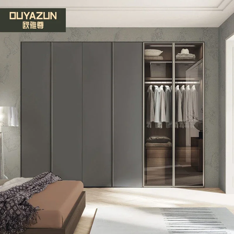 Whole house custom wardrobe home bedroom cloakroom 0 formaldehyde grid board one door to top cabinet customized