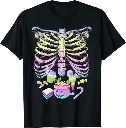 Skeleton Pregnancy Halloween Pastel Goth Candy Rib Cage T Shirt SweaT 27707