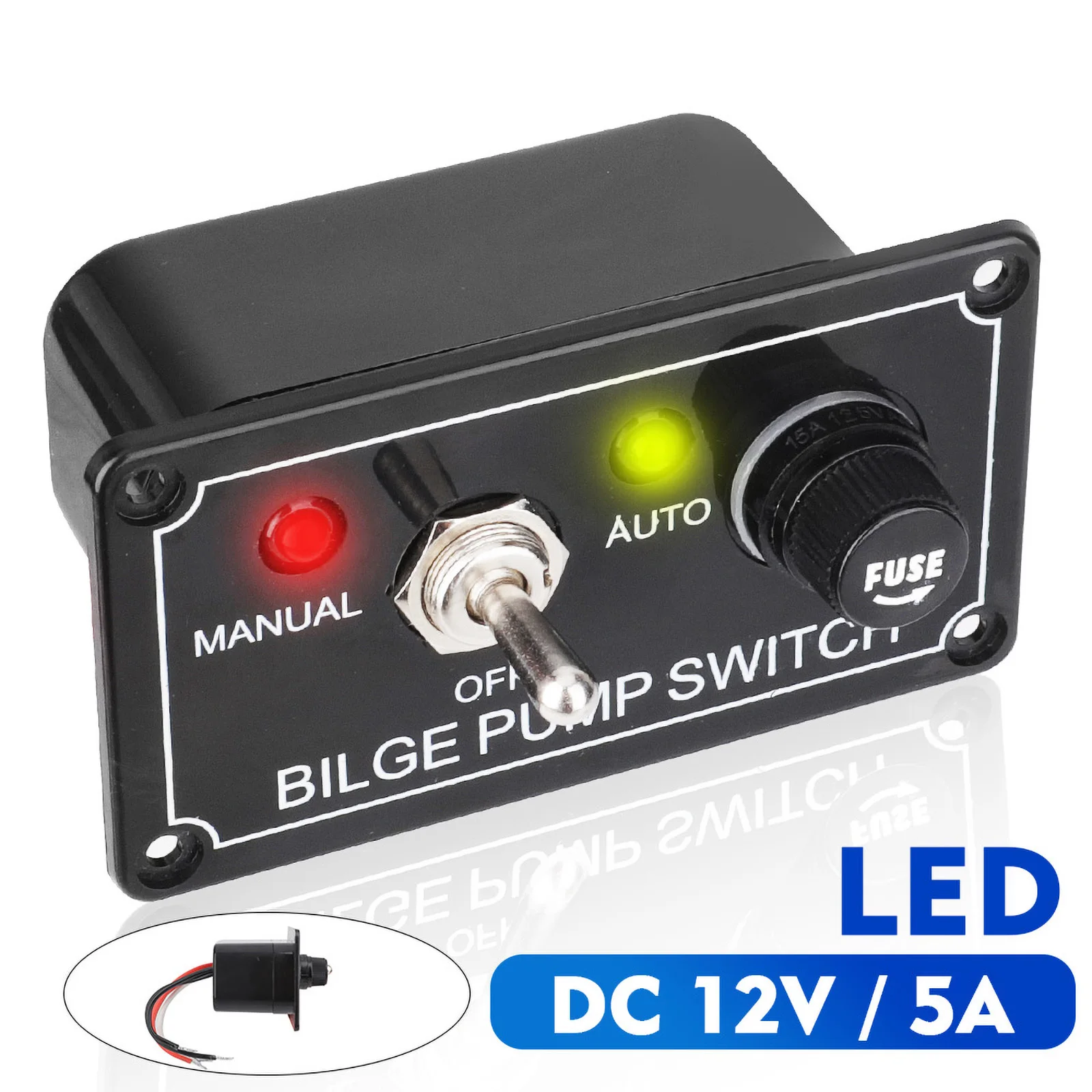 3 Way Positions Toggle LED Fused Circuit Breaker Bilge Pump Switch Panel With Indicator Light 12V Fit For Boat Marine