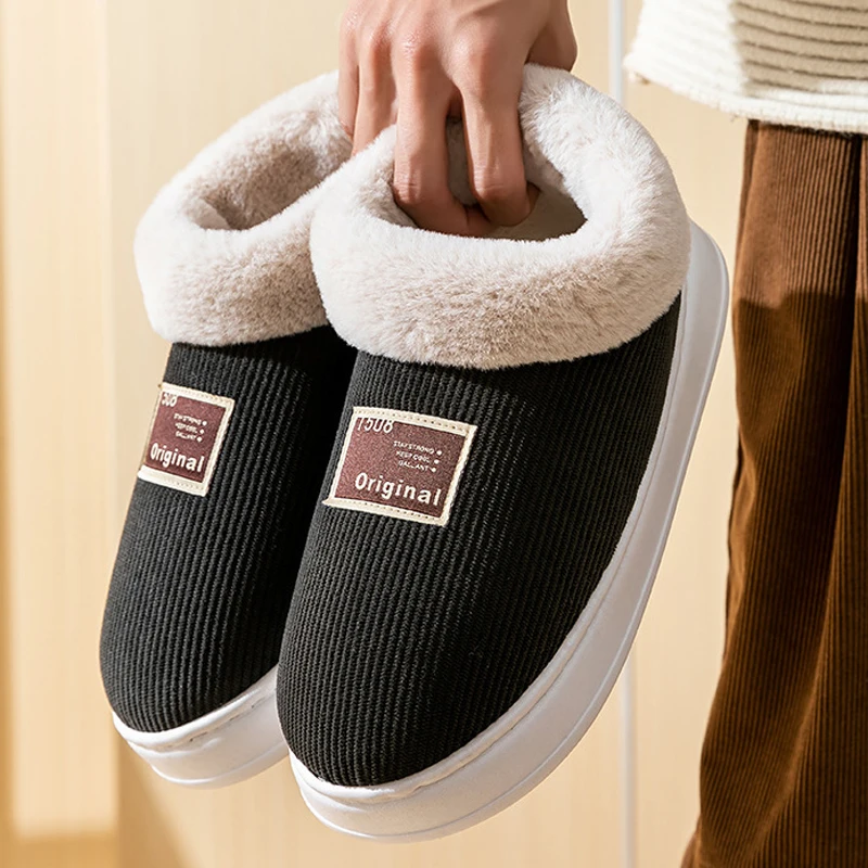 

Winter Warm Slipper Women Platform Fuzzy Fluffy Fur Plush Indoor Female Furry Home House Shoe Flat Flip Flop Ladies Men Footwear