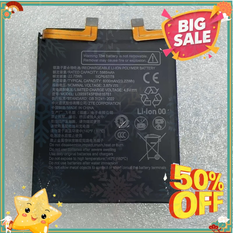 SWZY New Li3959T45P8h816761 3.87V 6000mAh High Quality Battery for ZTE Nubia Z60 Ultra NX721J Mobile Phone Battery