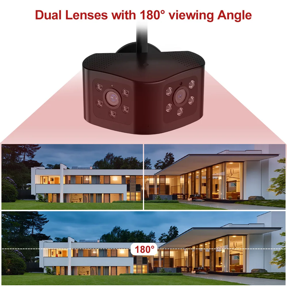 Anpviz HD 4K 8MP WIFI Dual Lens Panoramic Fixed Camera Outdoor 180° Wide Viewing Angle 6MP AI Human Detection Security Camera
