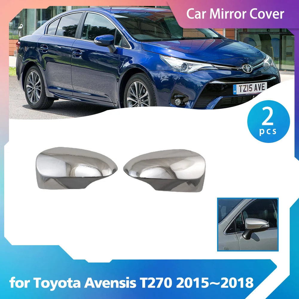 

2pcs Car Mirror Cover for Toyota Avensis T270 2015~2018 Chrome Carbon Fiber Black Rearview Mirro Trim Cover Sticker Accessories