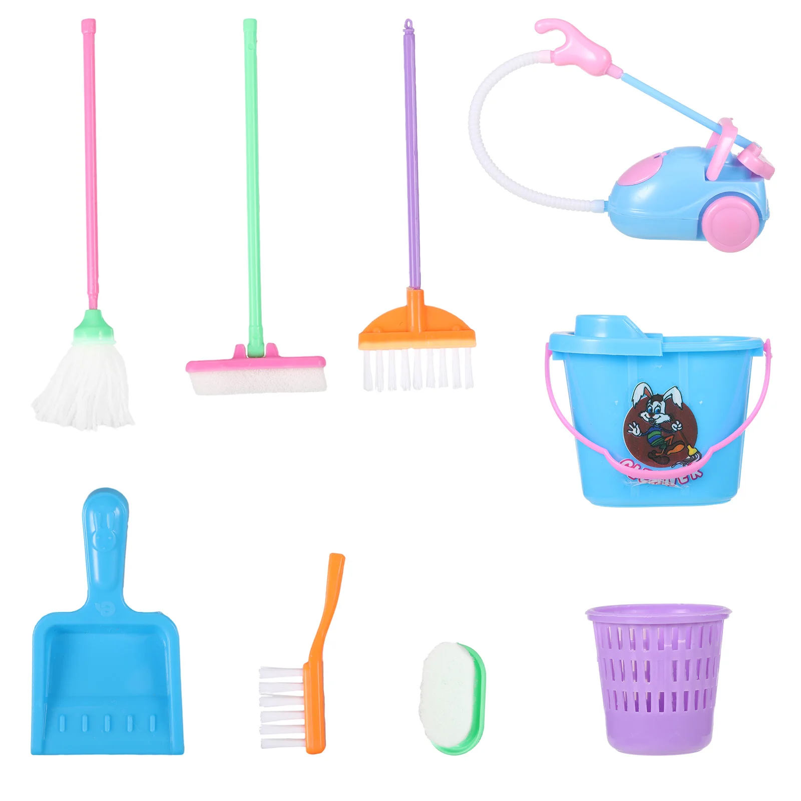 Mini balai et serpillière jouets 9 pièces/ensemble Kit d'outils de nettoyage pour enfants en bas âge Nettoyer les garçons et les filles Jouet éducatif amusant pour enfants