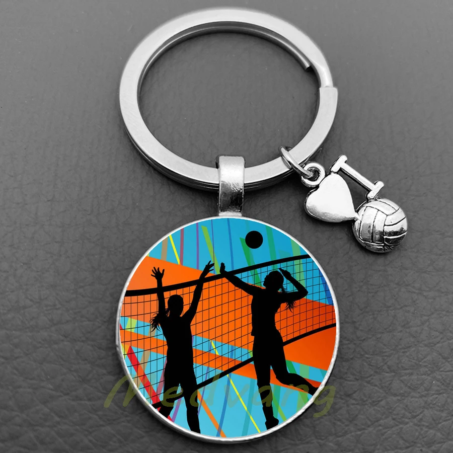 Volleyball Keychain Volleyball Athlete Charm Beach Ball Jewelry Pendant Keyring I Love Volleyball Gift Club Wholesale