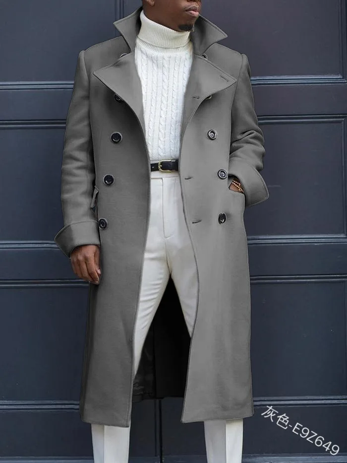 New Fashion Woolen Coat British Woolen Double Breasted Extended Coat