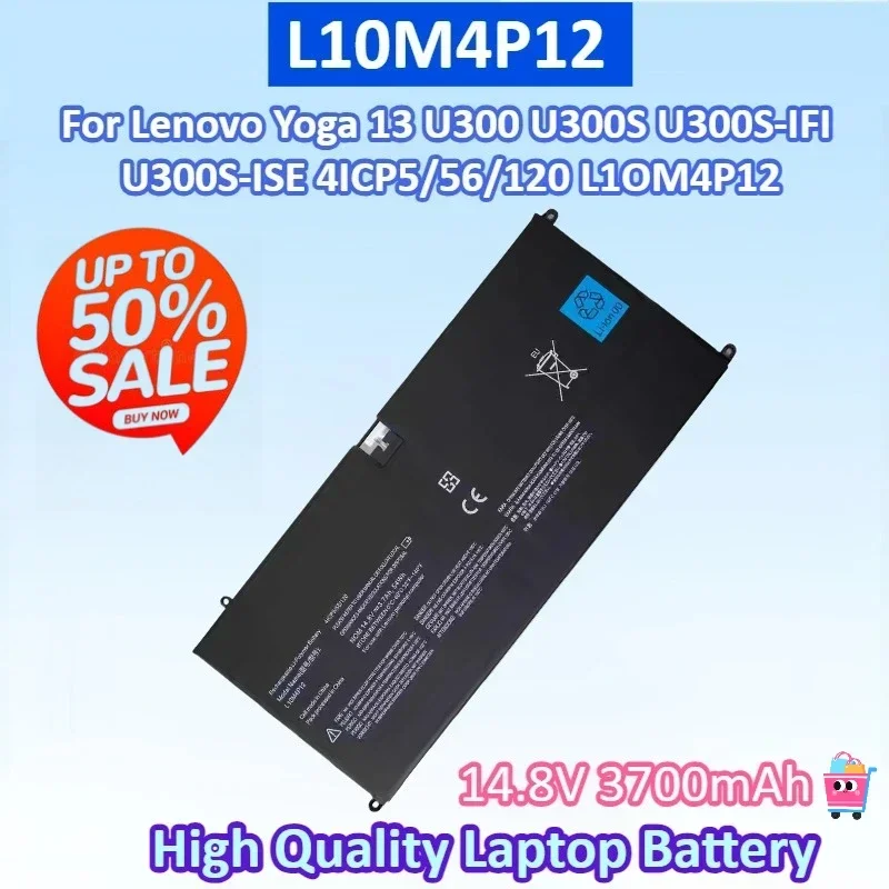 New L10M4P12 14.8V 54Wh 3700mAh Battery for Lenovo Yoga 13 U300 U300S U300S-IFI U300S-ISE 4ICP5/56/120 L1OM4P12 Laptop Battery