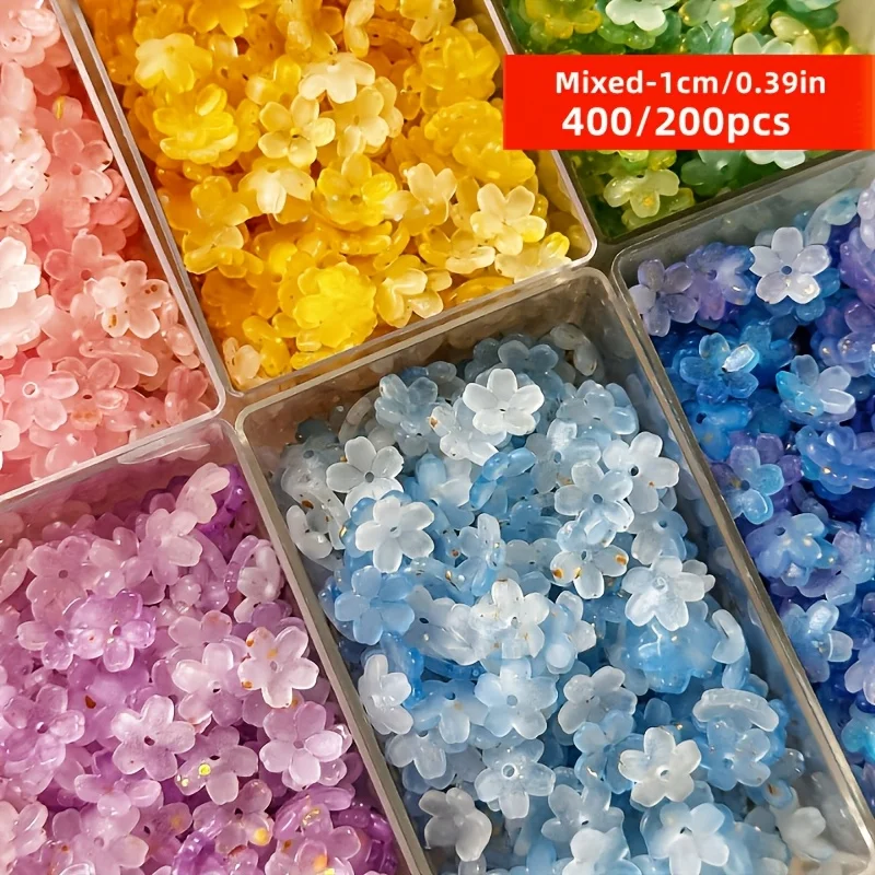 10mm 400/200pcs Peach Blossom Three-Dimensional Holes Sprinkled with Golden Beads, DIY Jewelry Making