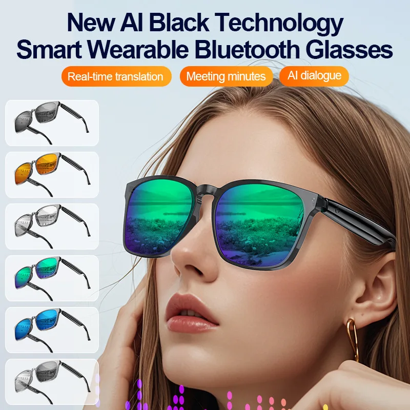 YHA10 AI translation smart glasses audio glasses outdoor cycling sun protection sports color-changing sun sunglasses no Camera