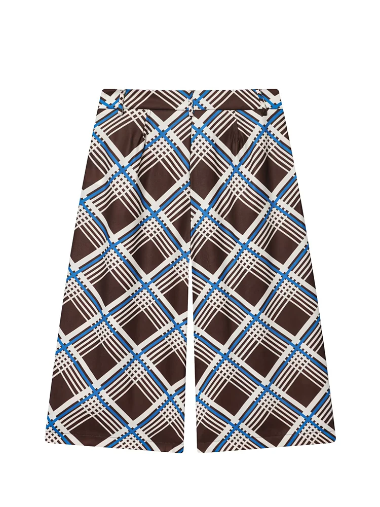 النساء سراويل أنيقة 2025 المرأة الجديدة متقلب طباعة بنطال ذو قصة أرجل واسعة 2025 الصيف الخريف أنيقة عالية الخصر بنطلون