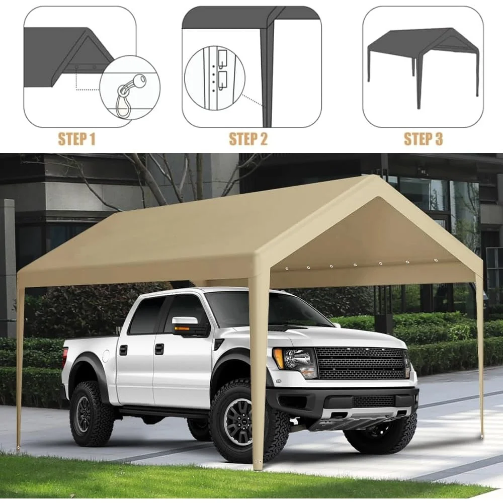 Robuste Carport-Ersatzabdeckung, wasserdichter Baldachin-Zeltunterstand mit Stoffbeinstange, Röcke, Ösen, einfache Installation 36