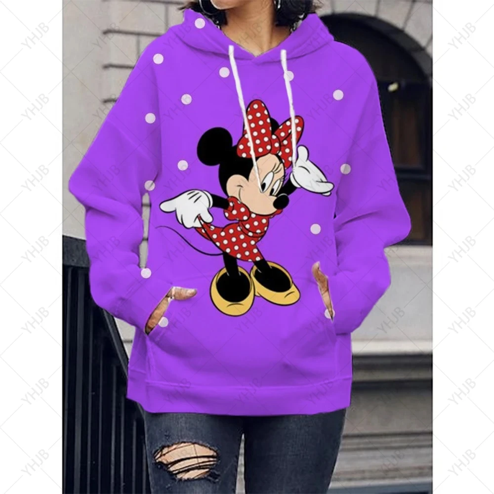 

Women's Y2k Casual Hoodies Autumn Winter New Kids Disney Mickey Mouse Print Round Neck Long Sleeve Femininas Pullover Sweater