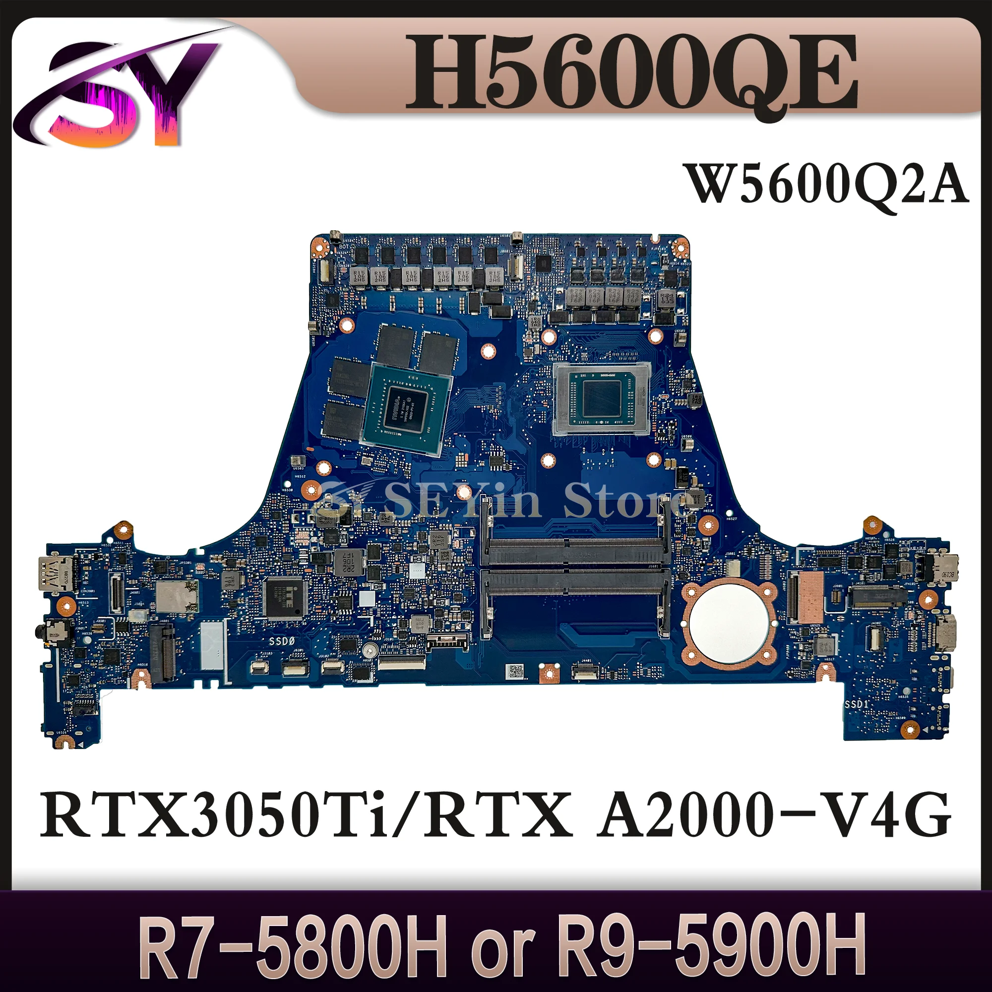 H5600Q Mainboard For ASUS H5600QE J5600QE W5600Q2A J5600Q2A Laptop Motherboard R7-5800H R9-5900H RTX3050Ti RTX-A2000