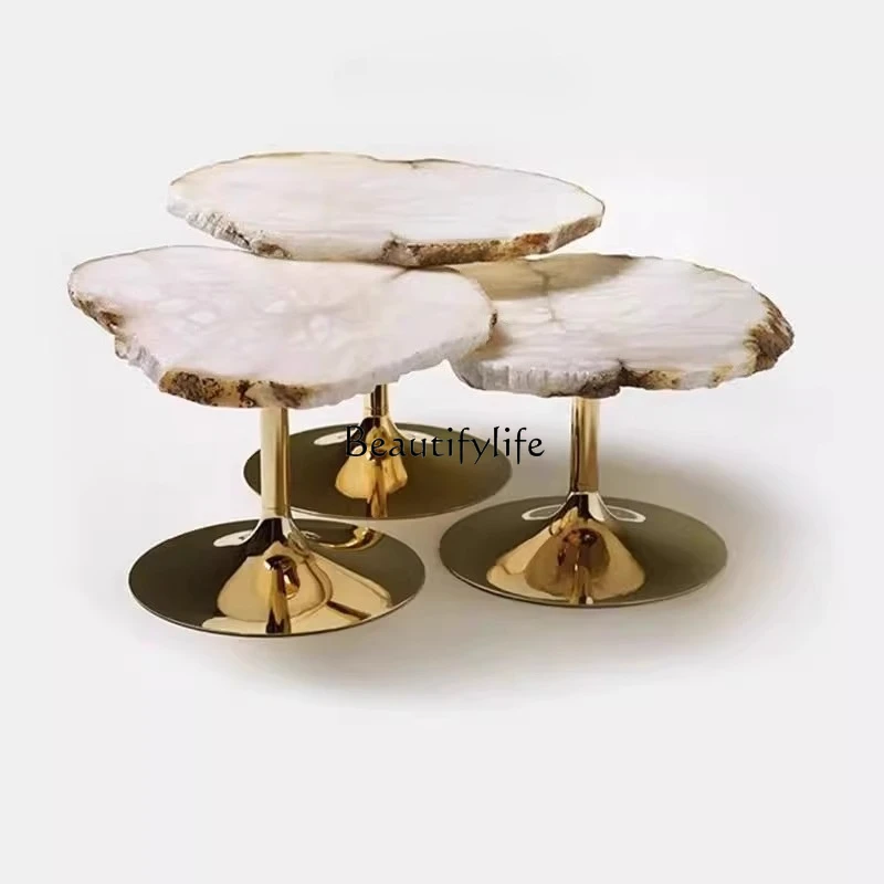 

Italian Irregular Shaped Side Table Designer Living Room Snowflake Luxury Stone Light Luxury High-End Coffee Table