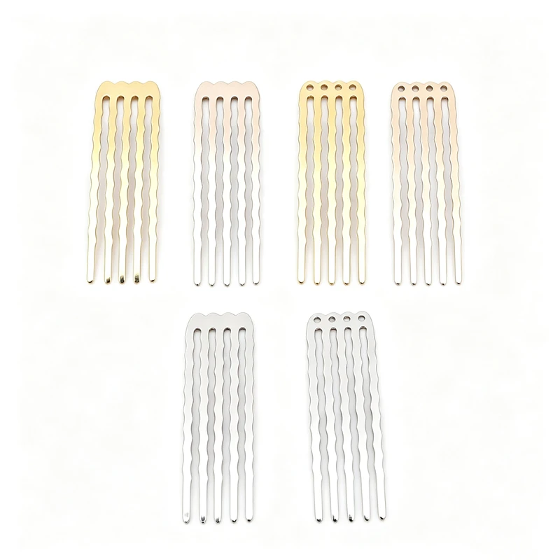 BoYuTe (100 Pieces/Lot) 15*50mm 5 Teeth Metal Hair Comb Blank Base DIY Hair Accessories Making Findings