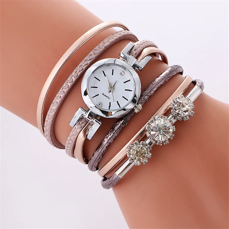 

Popular Luxury Three Diamond Ball No Logo Vintage Women Wrist Watches Retro Ladies Watches