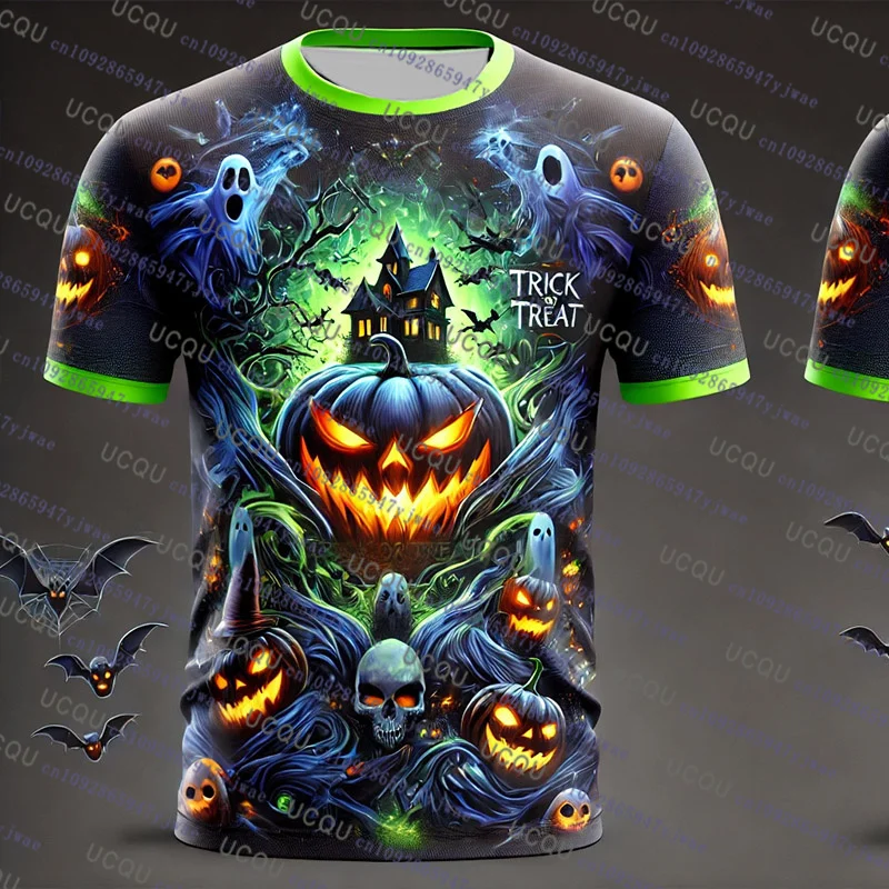 2026 Halloween Tee Clothing Men Women Short Sleeve Tshirt Pumpkin 3D Print TShirt Harajuku Halloween Cosplay Parent-child Tshirt