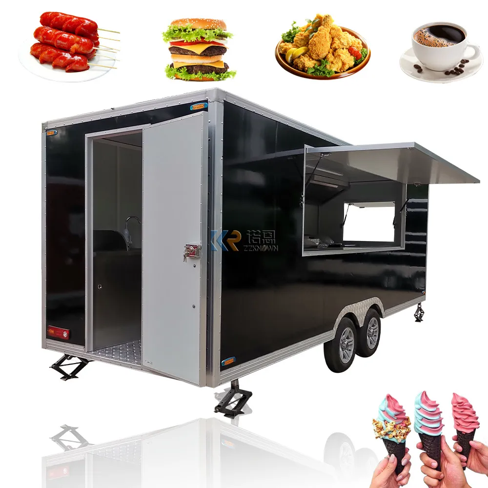 OEM 17ft Length 7ft Width Mobile Customized Food Trailer Cart Hot dog Trailer with Logo Design and Generator Box