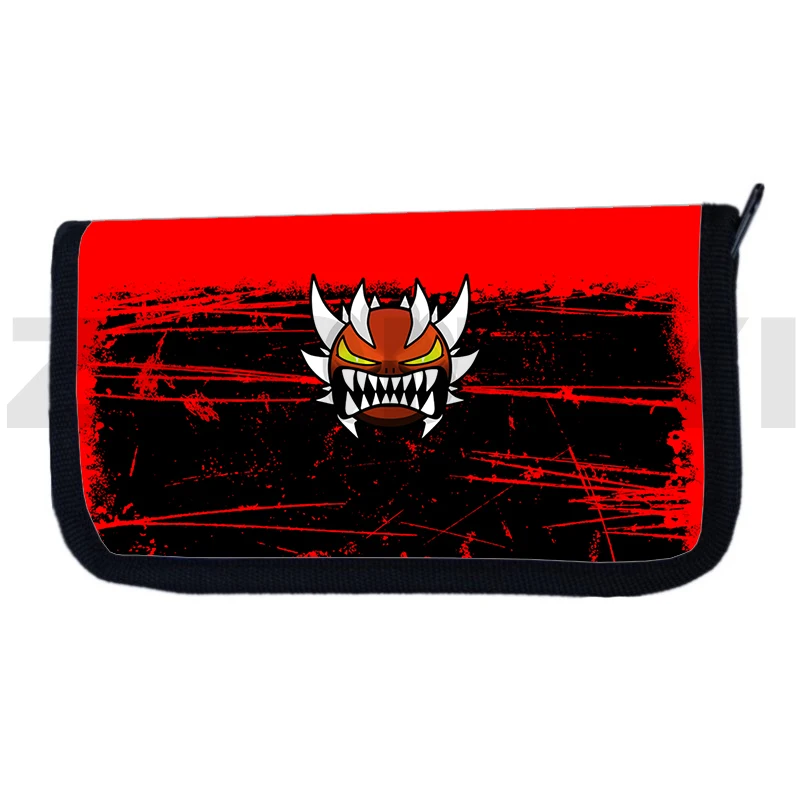 3D Angry Geometry Dash Wallets Kawaii Anime Women Purse Vintage Canvas Clutch Purse Cartoon Printing Handbags for Men Coin Purse