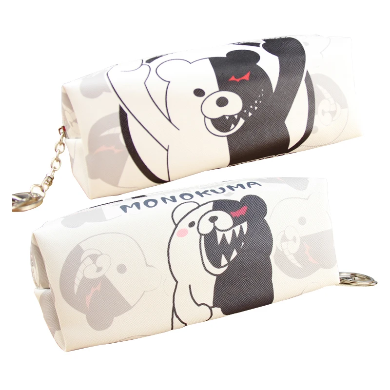 Anime Danganronpa Soft PU Leather Students Pencil Pen Bag Cute Monokuma Cosmetic Bag Storage Case