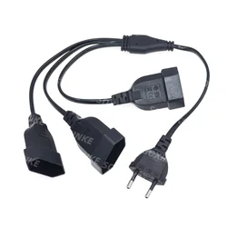 EU CEE7/16 Male to Female Dual Output,2 Ways Outlet Extension Cord European 2 Prong M/F Power Splitter Cable.