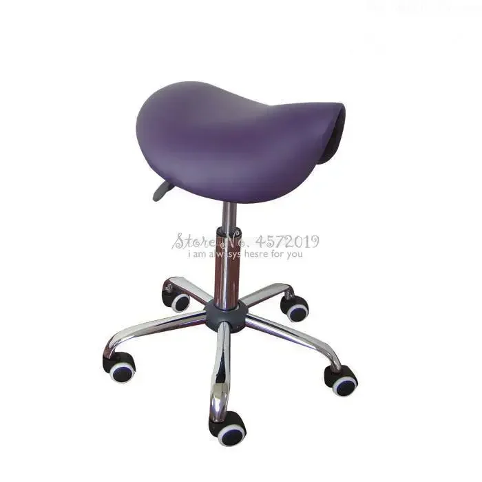 Adjustable Rolling Massage Chair Saddle Stool with Leather Upholstery Portable Pedicure Salon Spa Tattoo Beauty Swivel Chair